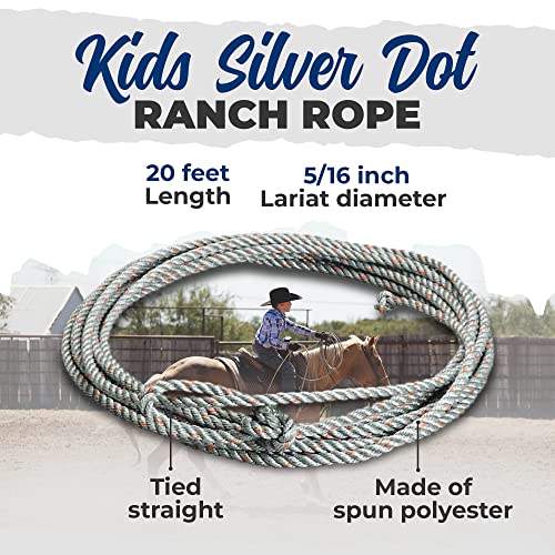 Colorado Saddlery Kid’s Silver Dot Rope Authentic Tough Durable Cowboy Rope Made Smaller for Youth Hands Great Practice Lasso Rope Kids Rope for Roping Dummy by Colorado Saddlery - Used condition - Image 2