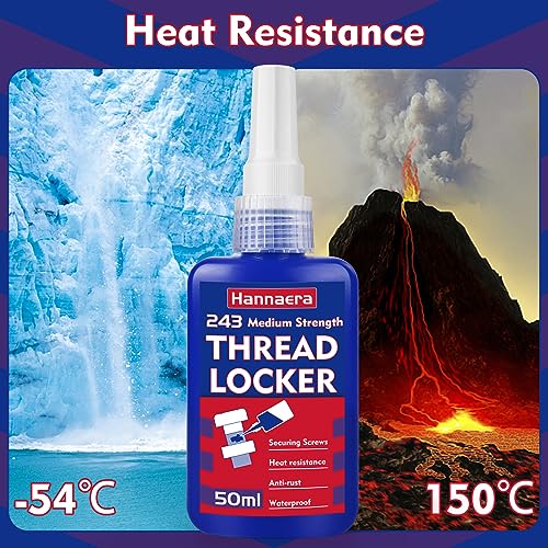 Image of Thread Lock Blue 1.69 Fl oz /50 ml Medium Strength, Lock & Seal Nuts, Bolts, Fasteners and Metals, Blue Threadlocker Against Losening and Leakage