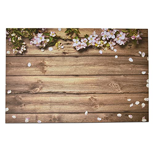 Disposable Floral Rustic Paper Place Mats 50 Pack 11”X 17” Rectangle Spring Pink Flower Charger Place Mat For Summer Wood Board Dinner Table Setting Bridal Shower Wedding Party Supplies Decoration #TOP11