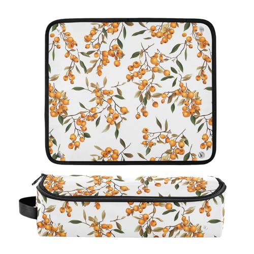 Bolsa de viaje para herramientas de cabello Sweet Sea Buckthorn Fruit con tapete resistente al calor y cierre con cremallera para plancha, rizador, secador y organizador portátil miniatura 3