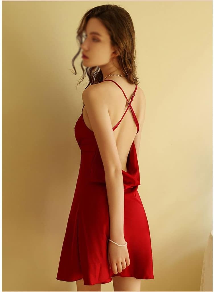 Pajama dress female sexy spring and autumn ice silk thin suspender pajamas
