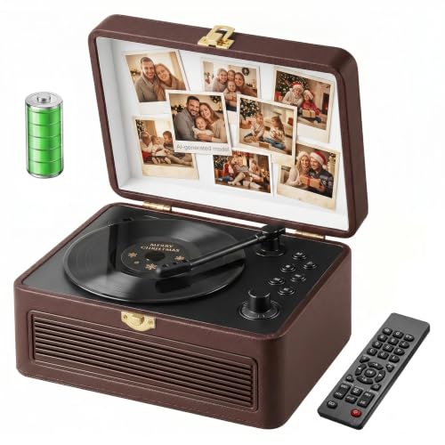 Gueray Lettore CD Pelle Portatile con Altoparlanti 3600mAh Ricaricabile Bluetooth