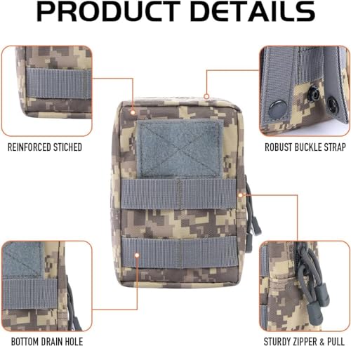 Bolsas Molle tácticas para evitar la pérdida de accesorios con riñonera compacta EDC ACU 2