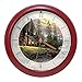 Thomas Kinkade Peaceful Retreat Meditative Nature Sound Clock, 8 Inch, Red, for Wall or Desk
