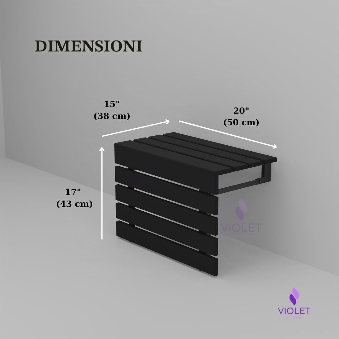 Grande sedile da doccia pieghevole da 50,8 cm, realizzato a mano, in legno di teak, con gambe, panca da bagno conforme ADA, resistente, sgabello da bagno salvaspazio, sedia compatta impermeabile