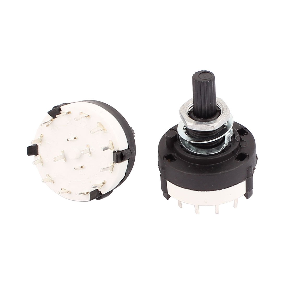 Aexit 2 Pcs Wall Switches 2P12T 2 Pole 12Position 6mm Band Selector Rotary Light Switches Switch Black