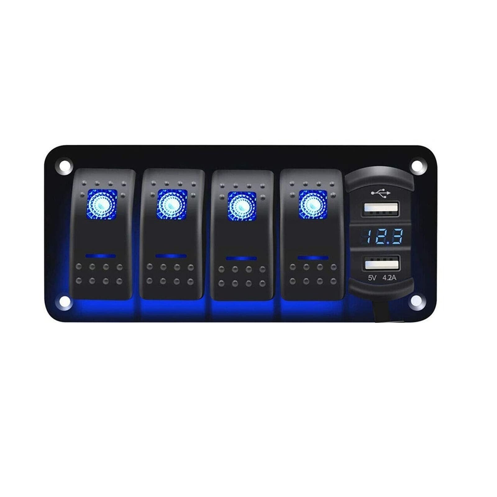 Panel de interruptor para barco y entornos marinos con 5 mandos de encendido y apagado