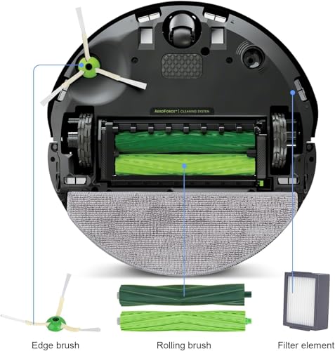 Image of Replacement Parts Accessories for iRobot Roomba E&I&J Series - Fit e5 e6 e7 i1 i1+ i2 i3 i3+ i4 i4+ i6 i6+i7 i7+ i8 i8+ j6+ j7 j7+,Combo i5 i5+j5 j5+ Vacuum - 1 Set Brush,3 Side Brush,3 HEPA Filter