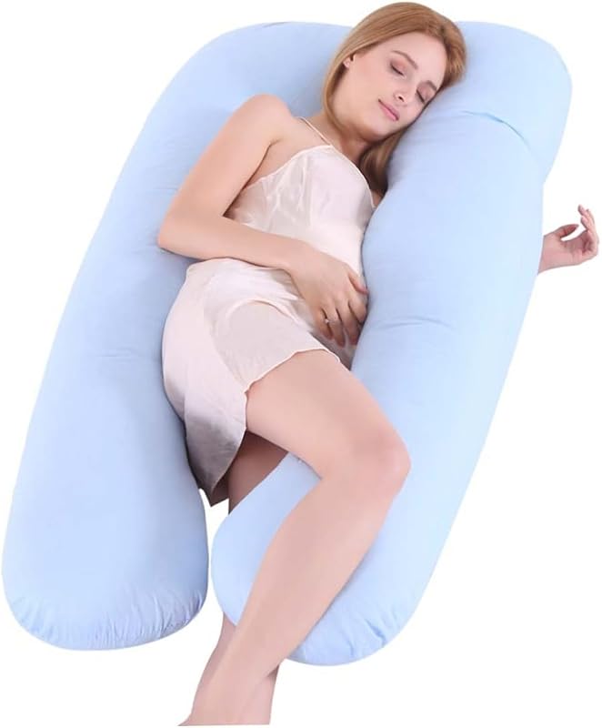 ibasenice Pregnancy Pillow Case U Shape Sleeping Pillow Cover for Pregnant Women Sky Blue Zipper Closure Washable Support Case 48.42 X 25.59 X 0.39 in