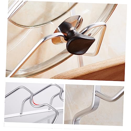 FUNOMOCYA Multifunctional Pot Lid Holder Rack with Water Tray Wall Mount Design for Space Saving Kitchen Storage Matte Finish Holds Pot Lids Includes Arc Groove for Stability
