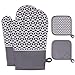 Produktbild Molirex Ofenhandschuhe Topflappen 4er Set, Küche Topfhandschuhe mit Silikon Anti-Rutsch Design, Topflappen Handschuh, Geeignet für Backen, Kochen, Grillen