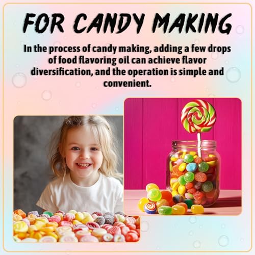 Food Flavoring Oil - 12 Concentrated Candy Flavoring, Lip Gloss Flavoring Oil, Long Lasting Flavors Cake Batter Vanilla Extract for Baking, Drinks, Candy, Cooking, Water & Oil Soluble - 0.25 Fl Oz