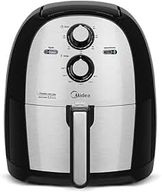 Fritadeira Air Fryer Sem Óleo Midea, 5,5 litros, 110 Volts, Family Prata/Inox