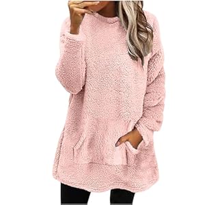 Fleece Sweatshirt for Women Trendy Crewneck Long S...