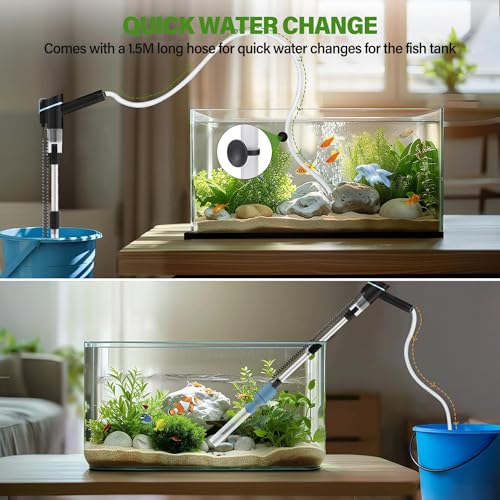 Image of BOSTANA Aquarium Vacuum Gravel Cleaner,24W Electric Fish Tank Cleaning Tools,Multifunctional Fish Tank Gravel Cleaner Vacuum for Water Changer Wash Sand Circulation (Blue+Black)