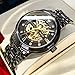 OLEVS Men’s Black Skeleton Watch Automatic Mechanical Self Winding Luxury Dress Stainless Steel Waterproof Luminous Wrist Watches