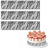 3Pz Bordo Torta Commestibile Stampato Zebra, 28x6,2cm Immagine Carta di Riso Pretagliata Strisce Bordo Torta Zebra per Decorazione Festa Compleanno a Tema Animale