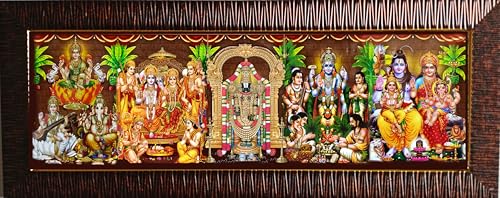 manas 5 Hindu god and Goddess Photos with Wooden Frame for Pooja ...