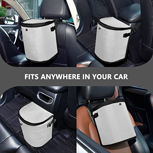Image of Wudan Small Car Trash Can Grey Accessories for Garbage Storage Organizer with Lid Gray Waterproof Portable Auto and Truck Interior Seat Bin