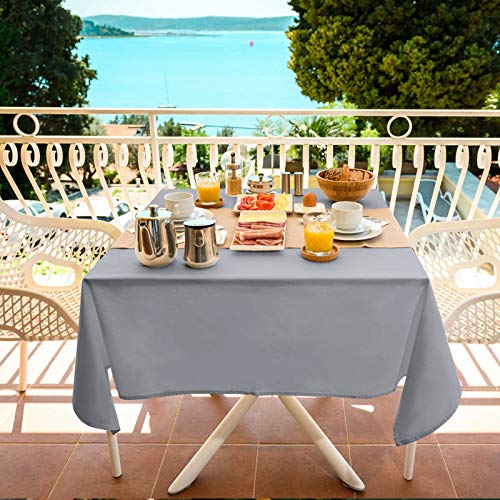 Veeyoo Square Tablecloth - 70X70 Inch Polyester Table Cloth Washable Wrinkle Free Dinner Tablecloth For Wedding, Party, Restaurant,Indoor And Outdoor Buffet Table - Silver Tablecloth #TOP6