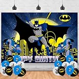 Bat Hero Backdrop Banner Hero Man Birthday Decoration for Bat Themed Party Backdrop Photo Background Wall Decor Birthday Banner