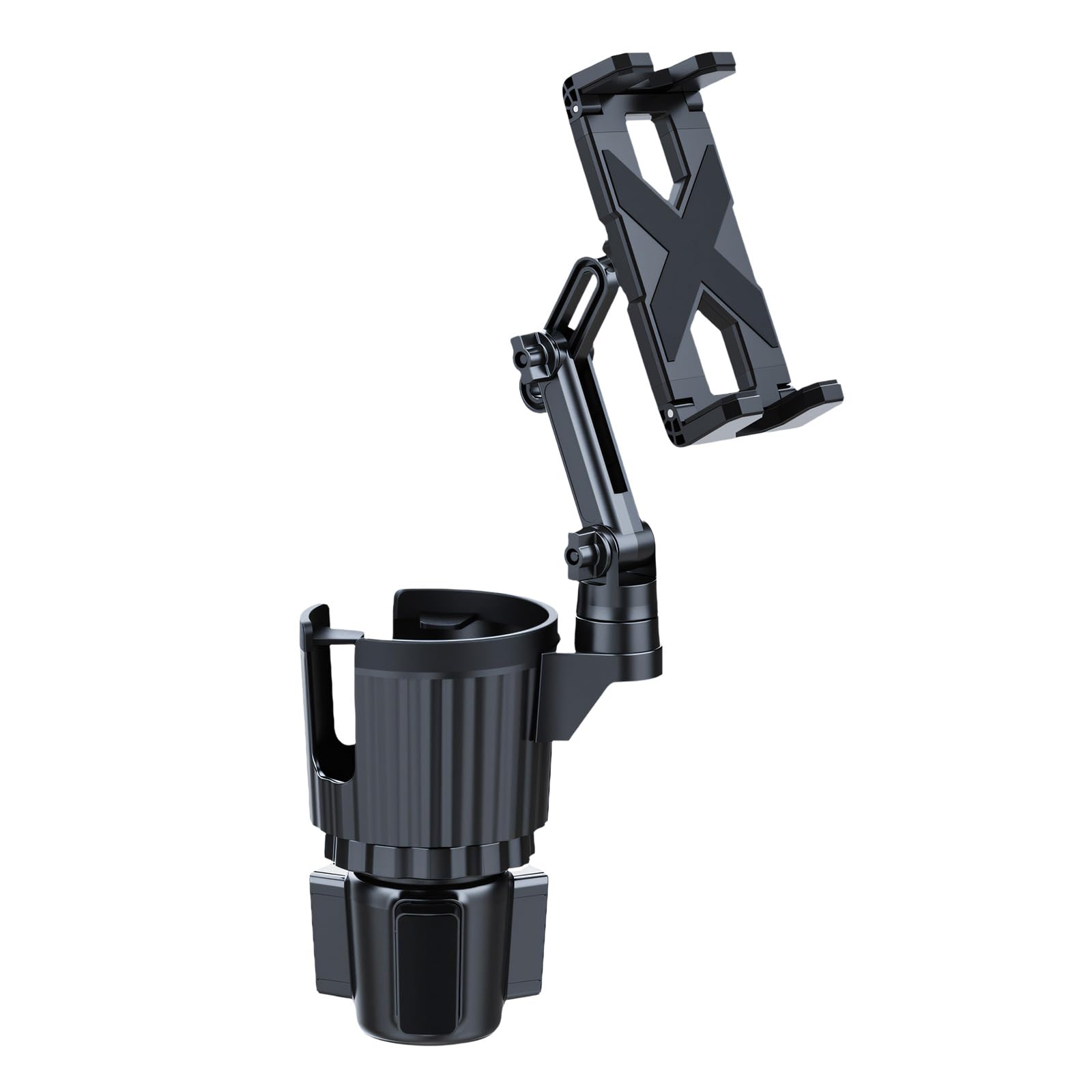 Soporte universal para portavasos de coche para teléfonos y dispositivos de 4.7 a 12.9 pulgadas, tamaño de pantalla con brazo móvil y soporte de teléfono de coche para taza