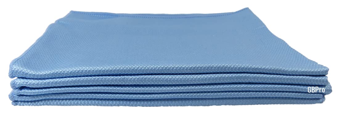 GBPro 5pcs Premium Fishscale Microfibre Glass/Window finishing cleaning cloth 300gsm, Size: 80x60cm (Blue)