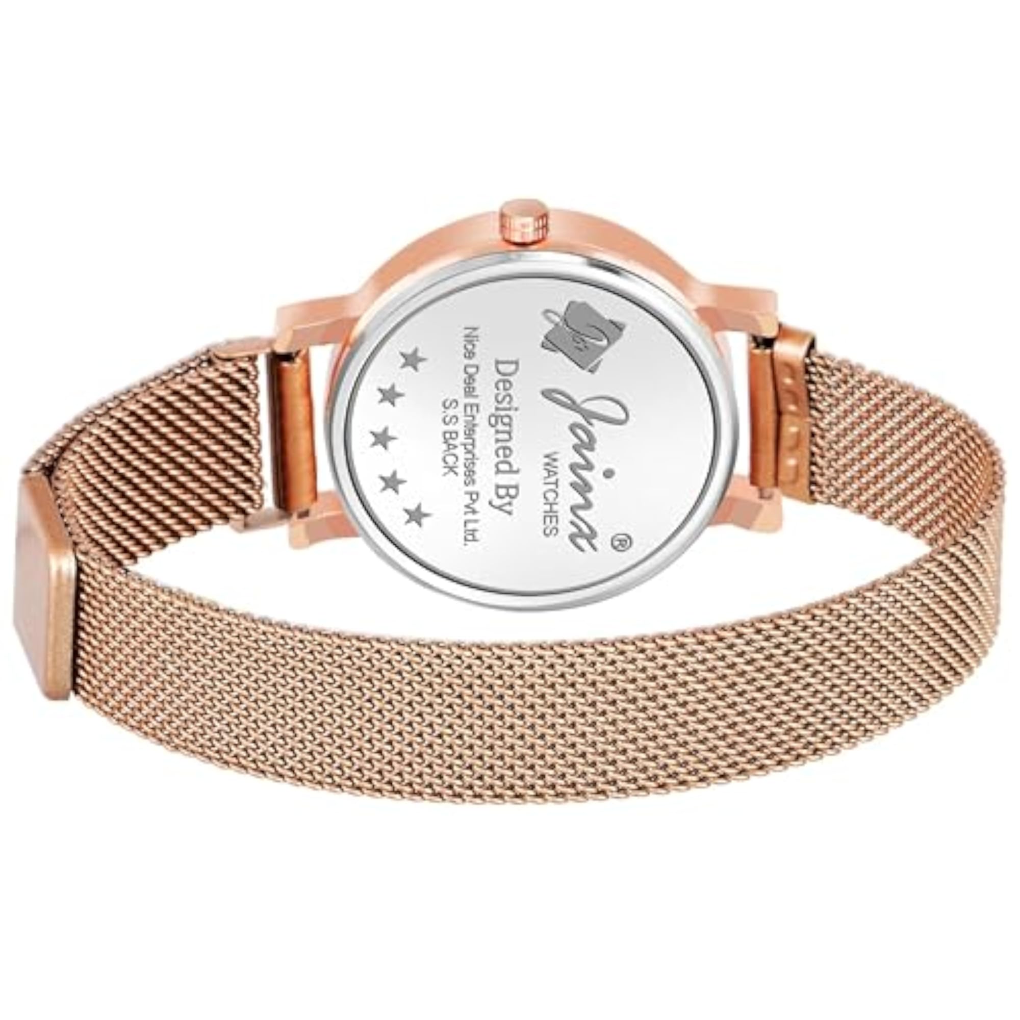 Women's Rose Gold Mesh Chain Analog Wrist Watch, Elegant Colors