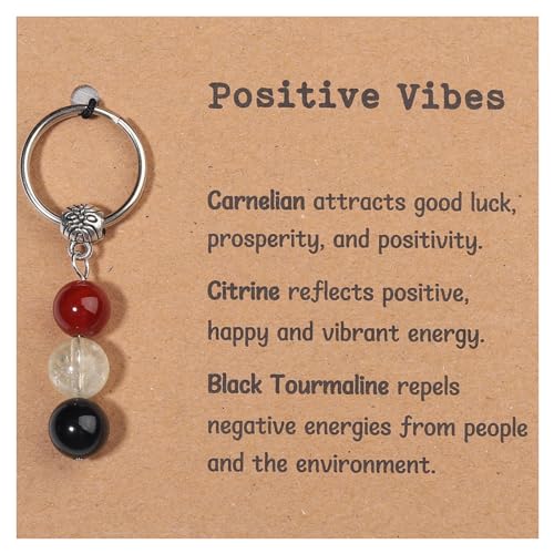 Image of GINAZL Natural Crystals Keychain Gift for New Beginnings, New Beginnings Gifts for Coworker Anxiety Relief Keychain for Women