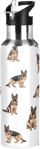 Botella de agua deportiva sin BPA aislada de 20 onzas, botella de agua de acero inoxidable para gimnasio, viajes al aire libre, escuela, pastor