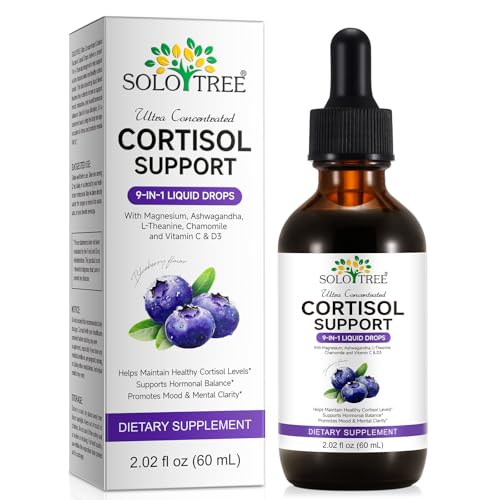 NIFEISHI Cortisol Reducer & Manager Liquid Drops for Women & Men | Cortisol Supplements with Ashwagandha & Magnesium | 9-in-1 Stress & Mood Support Blueberry Flavor-2.02 floz