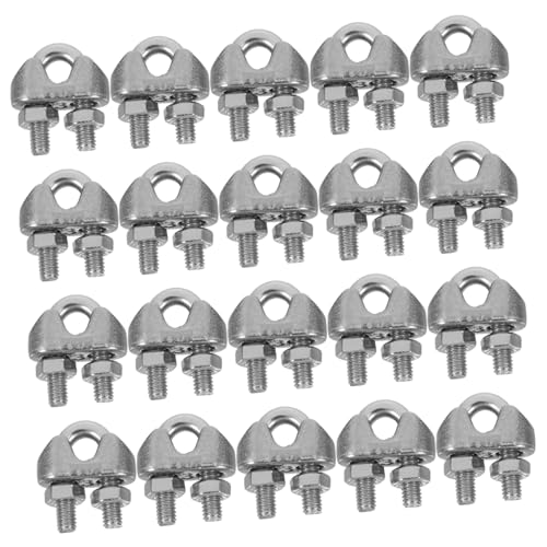 Hoement 20pcs Stainless Steel Pulley Rope Clamp M4 Wire Cable Clamps with High Strength Performance and Quick Installation for Chemical Plants and Demanding Industries