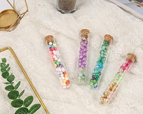 BTSD-home 20pcs Glass Test Tubes 20x120mm 25ml Clear Flat Test Tubes with Cork Stoppers for Plant Propagation, Party and Candy Storage - Thumbnail 6