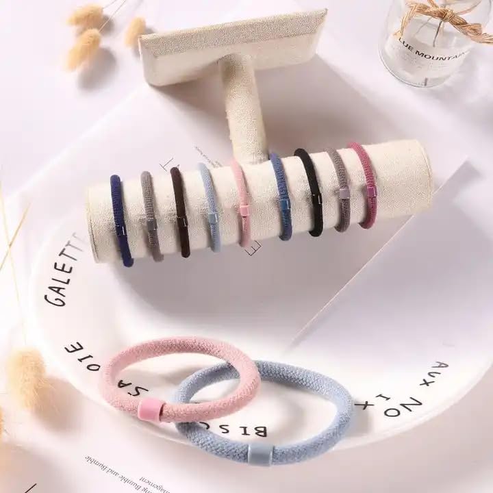 Image of GITGRNTH Soft Cotton Hair Ties for Women - No Damage Elastic Hair Bands - Durable Rubber Band for Women - Ideal Ponytail Holders - Comfortable Hair Accessories - Gentle on All Hair Types - Perfect for Thick and Thin Hair - Scrunches for Women - Kids Hair Rubber Band