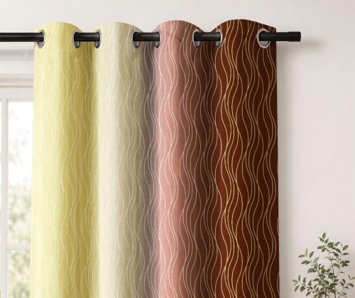 Image of Ultimate Trends Ombre Blackout Curtains for Bedroom Room Darkening Curtains for Living Room,Energy Saving,Thermal Insulated Grommet Window Drapes, Yellow and Brown, 5 FEET,2 Panels