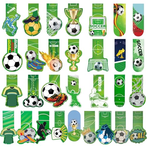 Marcapáginas Magnéticos Fútbol, 30 Piezas Marcadores de Libros Magneticos, Marcapáginas Clip de Página Futbol, Magnetic Bookmarks Personalizados Regalo para Aficionados al Fútbo, Niños, Estudiantes