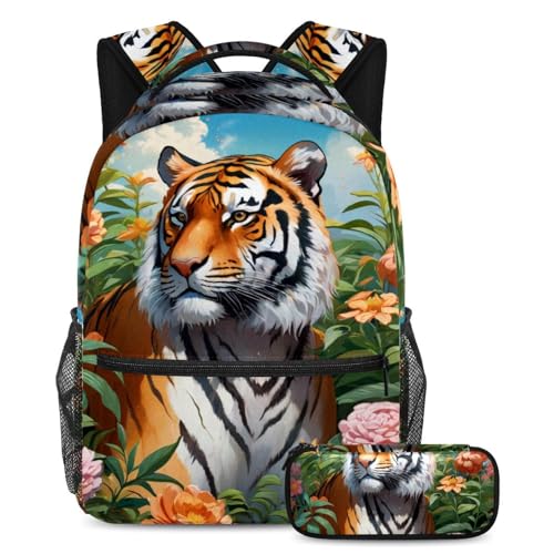 Sac à dos école 2 pièces avec trousse multicolore pour garçon et fille