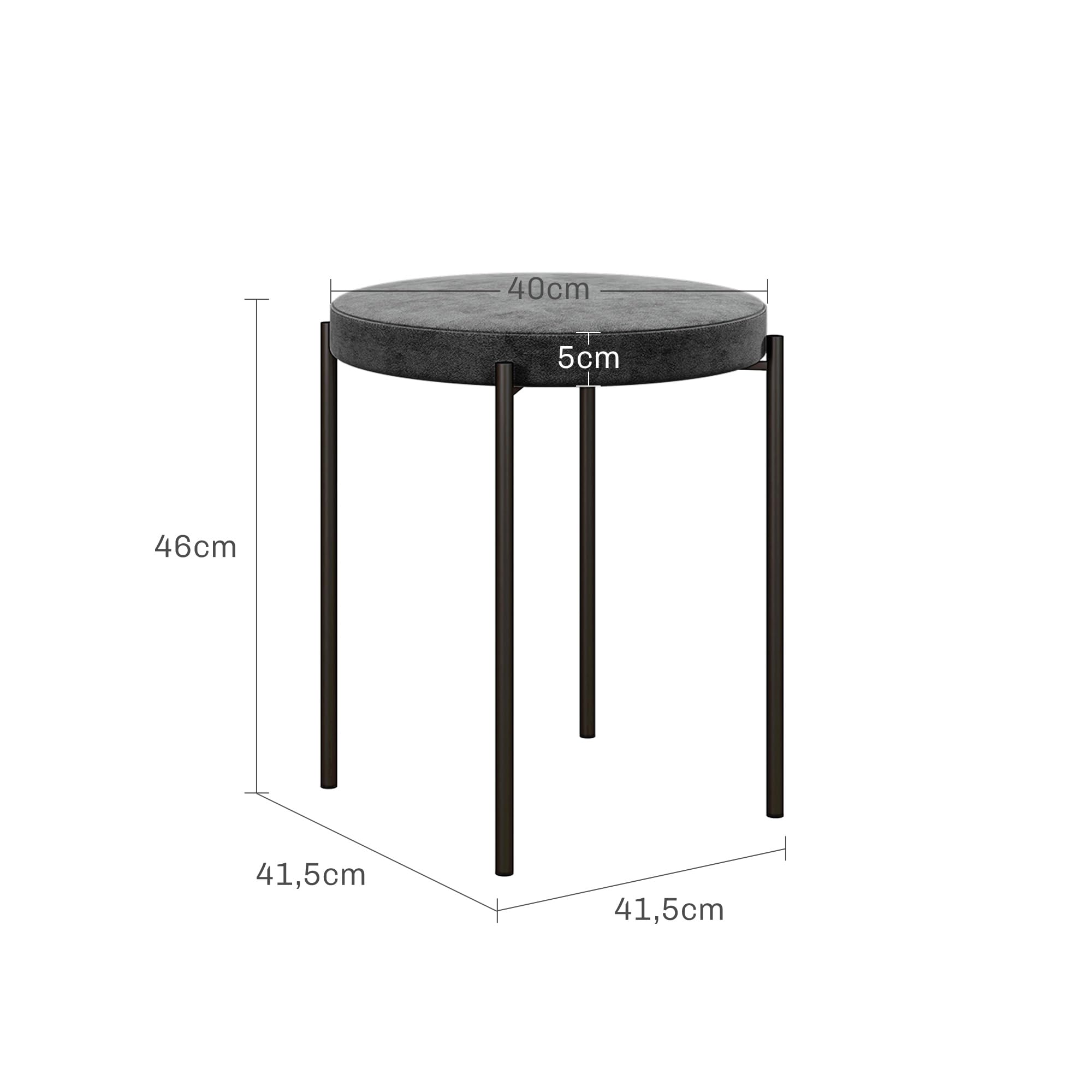 HOMCOM Lot de 4 tabourets de Salle à Manger empilables en métal avec Aspect Velours - pour Salle à Manger, Salon - Gris foncé