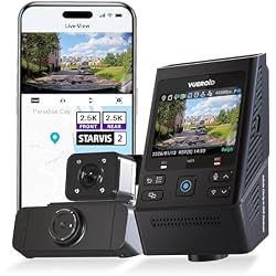 Vueroid S1 QHD Infinite 3 Channel Dash Cam Front Rear and Inside, QHD+QHD+1080P Dash Camera for Cars, 24/7 Parking Mode, Sony STARVIS 2, HDR, 5GHz Wi-Fi, GPS, AI, CPL Filter & Hardwire Kit Included