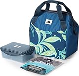 Arctic Zone High Performance Meal Prep Lunch Bag M.D with 6 Piece Printed Leak Proof Bento and 250g High Performance Ice Pack - Leafy Grey
