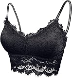 Leezepro Damen BH 1er Pack Ohne Bügel Push up Crop Top Sexy Bustier Spitze BH Set Sport BH für Alltag Yoga Fitness(Schwarz,L)