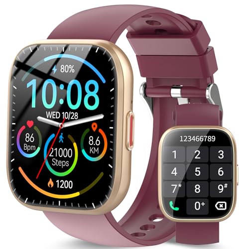 Smartwatch Uomo Donna, 1,85'' Orologio Smartwatch con Effettua/Risposta Chiamate, 112 Modalità Sportive Fitness Tracker con Sonno/Cardiofrequenzimetro, IP68 Smart Watch per Android iOS, Chiaretto