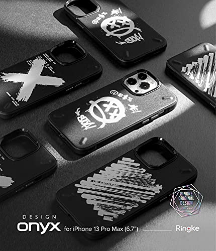 Image of Ringke Onyx Compatible with iPhone 13 Pro Max Case Back Cover Rugged Flexible Protection Durable Anti-Slip TPU Heavy Impact Shock Absorbent iPhone 13 Pro Max Back Cover Case - Graffiti (Black)