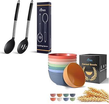 HOTEC Heat Resistant Large Silicone Cooking Spoon, Solid Slotted Spoons, Nonstick Kitchen Cookware Utensils, Mixing, Serving, Stiring Large Spoons, Black