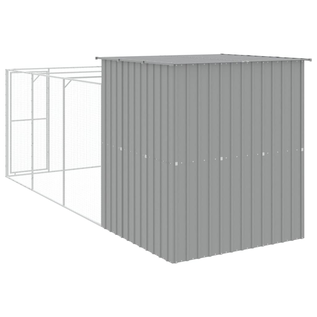 Homgoday Casetta Cani Corsa Grigio Chiaro 165x455x181 cm Acciaio Zincato, Gabbia Cane Gabbia per Cani da Interno Kennel per Cani Gabbie per Cani Recinto per Cani da Esterno