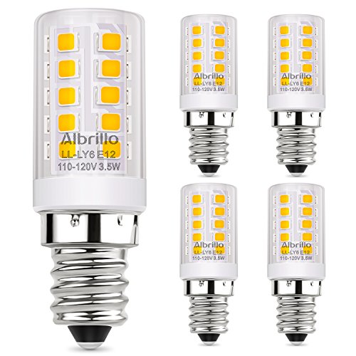 Albrillo E12 LED Bulb, 40 Watt Candelabra Bulbs Equivalent, Soft White 3000K LED Chandelier Light Bulbs, Candle Base Non Dimmable LED Lamp, Pack of 5