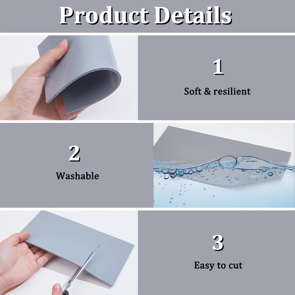 WEBEEDY 4 Pcs Grey Silicone Heat Press Mats High Temperature Resistant Hot Press Pads Heat Press Accessories and Supplies for DIY Craft Projects T Shirts Custom Hat, 8"x 4"x1/8"