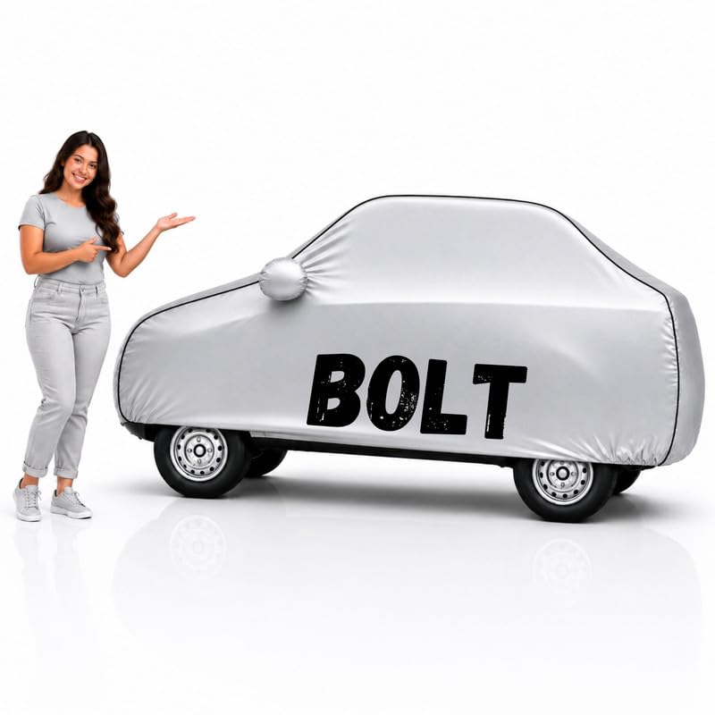Image of Long-Life 100% Waterproof Bolt Car Body Cover for Dust & Rain, Compatible with All Models of Bolt Car Cover, Comes with Bird Droppings, Scratch, UV and Paint Protection - Silver