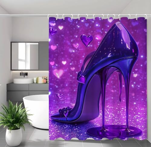 Rideau douche violet imperméable en polyester lavable 160x200 cm - 3