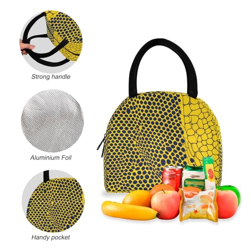 Backpack Lunch Box Set Large Capacity Travel Backpacks and Insulated Lunch Bag for Commute Hiking Picnic Yellow Snake Pattern Print4